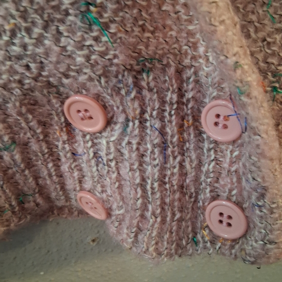 Vintage Evian Ltd Pink Speckled Knit Sweater Vest Button Front - Picture 4 of 8
